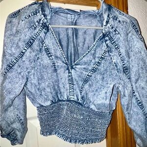 Zenana Outfitters Denim Blue Blouse